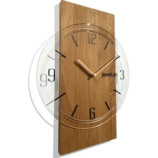 Wanduhr groß Geometrisch 40cm ohne tickgeräusche Holz holzoptik Wohnzimmer jugendzimmer (Eiche/Transparent) - Braun