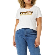 Bild Levi's Damen The Perfect Tee T-Shirt,Logo Gold Powder Print White,M