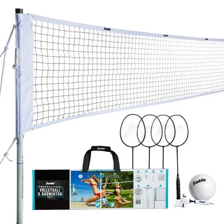 Franklin Sports Unisex-Erwachsene Combo Professional Volleyball Badminton-Kombi-Set, Weiß