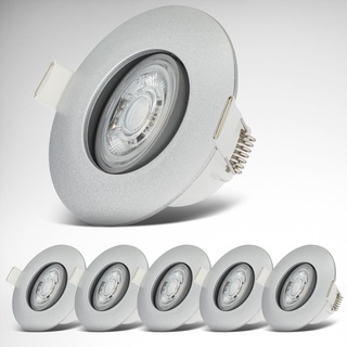 B.K.Licht - 6er Set LED Einbaustrahler 230V, Schwenkbare LED Strahler für das Badezimmer IP65, LED Deckenstrahler, LED Spots, Deckenspots, Badezimmerlampe, 9 x 4,2 cm (DxH), Chrom-Matt