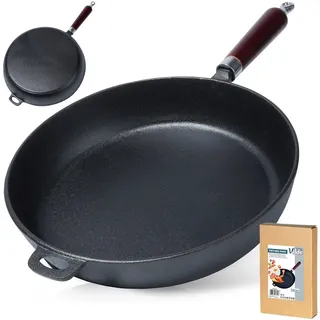 Vilde Gusseisenpfanne Eisenpfanne Grillpfanne aus Gusseisen Pfanne CAST LINE 30 cm - Schwarz