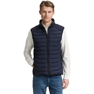 TOM TAILOR Steppweste, mit Logo Stickerei, blau