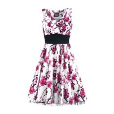 H&R London Pink Floral Dress Mittellanges Kleid weiß pink, Floral, Multicolor, S
