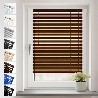 Sonello Aluminium Jalousien Fenster Ohne Bohren 35x100cm Braun Klemmfix | Blickdicht, Sichtschutz, Sonnenschutz für Fenster/Türen, Schalosien, Montage mit und ohne Bohren, Jalousien mit Klemmklips