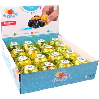 FLYPOP'S - Pack mit 16 Monster Truck Eiern - Reibungsfahrzeug - 023885PA - Mehrfarbig - Kunststoff - Katapult - Fahrzeug - Miniatur - Antrieb - Geschenk - 4,5 cm - Ab 3 Jahren
