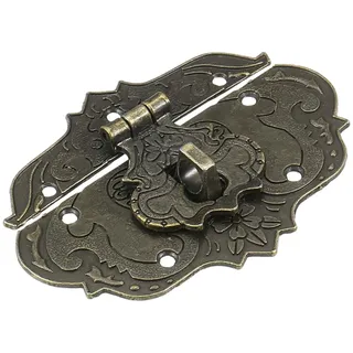 QUARKZMAN Antike Verschlüsse Embossing Latch Haspe Vintage Antik-Verschlüsse Dekorative Haken Beschläge für Vorhänge-Schloss Schlösser Truhen Kisten Schieber Holzkiste Koffer 76 x 56 mm