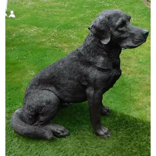 Gartenfigur Hund Labrador 52cm sitzend dunkelbraun 2484 Garten lebensecht Figur - braun - Lebensgroß