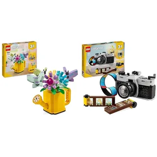 LEGO Creator 3in1 Gießkanne mit Blumen Set, Kinderzimmer-Deko & Creator 3in1 Retro Kamera Spielzeug mit 3 Modellen für Mädchen und Jungen