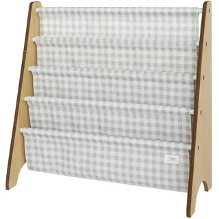 3 Sprouts Kinder Bücherregal aus Holz – Montessori Regal für Kinderzimmer - Gingham Beige