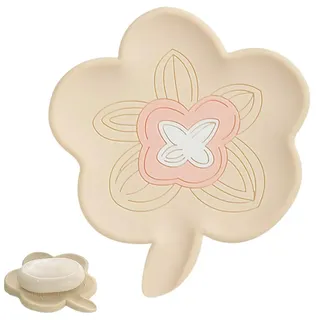 JEYORZY Silikon Seifenschale mit Ablauf, Blume, Beige, 1 Stück, für Dusche & Waschbecken