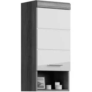WELLTIME "SIENA, Breite 37cm, 1 Tür, 1 offenes Fächer, 1 Einlegeboden, MDF-Front", TOPSELLER, 1 Stk. tlg. in verschiedenen Farben erhältlich, Badmöbel, Badschrank, Schrank, Bad, rauchsilber, weiß hochglanz),
