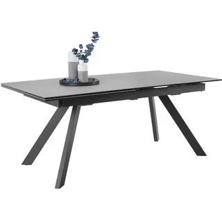 Novel Esstisch , Grau, Schwarz , Metall, Glas, Keramik , rechteckig , Flachrohr , 95x76x180-260 cm , ausziehbar , Esszimmer, Esstische, Esstische Keramik