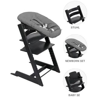 Stokke Hochstuhl-Set , Schwarz , Holz , Buche , 87x65x46 cm , Fußstütze verstellbar, Sitzfläche verstellbar, höhenverstellbar, Bezug abnehmbar, Bezug waschbar , Babymöbel & Kindermöbel, Babyzimmer, Hochstühle