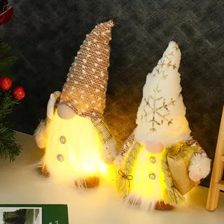 2 Stück Weihnachtswichtel Groß, Weihnachtsdeko Beleuchtet Wichtel, LED Weihnachtsdeko Innen Figuren, Weinachtsdekorationen Weihnachten Deko Wichtel Leuchtend, Weihnachts Deko Für Tisch Fenster Büro(A)