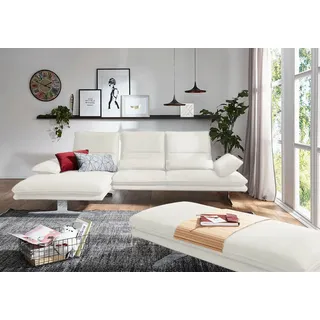W.Schillig Ecksofa "broadway, Designsofa mit tollem Sitzkomfort", Sitztiefenverstellung, Kopfteil- - Seitenteilverstellung, Breite 291cm, weiß z59),