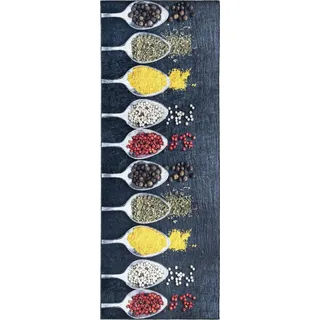 Küchen-Teppich Mazovia - Teppich für die Küche, Gewürzmuster - Rutschfest, Maschinenwaschbar - 80 x 200 cm - Braun