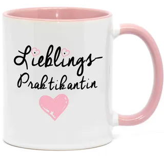 Tasse Lieblingspraktikantin beidseitig bedruckt. Für jedes Büro und jeden anderen Arbeitsplatz für die nette Praktikantin. Da freut sich jede Kollegin oder Freundin bei der Arbeit drauf. (Rosa)