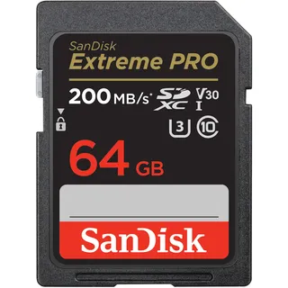 SanDisk Extreme PRO SDXC UHS-I Speicherkarte 64 GB (V30, 200 MB/s, U3, 4K UHD Videos, SanDisk QuickFlow-Technologie, temperaturbeständig)