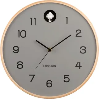 Karlsson Wanduhr Natural Cuckoo Birch Wood Mouse Grey - Grau