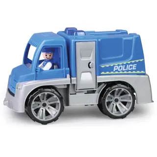 Lena 04455 - TRUXX Polizei Einsatzfahrzeug mit Spielfigur als Polizist mit Schutzschild, Polizeiauto mit Zubehör, Polizeitransporter mit Türen zum Öffnen, Spielfahrzeug für Kinder ab 24m+