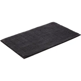 Badematte VOSSEN "Exclusive" Gr. 4, grau (graphit), H:20mm, Baumwolle, Badematten, Badematte, Badteppich, Uni-Farben, Karo Muster, Hoch-Tief Effekt, reine Baumwolle