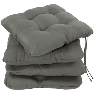 Zollner Stuhlkissen, 4er-Set, 38x38 cm, 55% Baumwolle, 45% Polyester, Grau , Anthrazit , Textil , Quadratisch , 38x6x38 cm , Oeko-Tex® Standard 100 , Heimtextilien, Wohntextilien, Sitzkissen