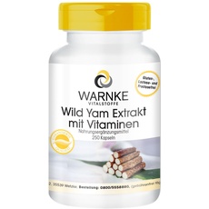 Wild Yams Extrakt Kapseln - Plus Vitamin C & E, Beta-Carotin, Zink & Selen - hochdosiert & vegan - 20% Diosgenin - 250 Kapseln - Großpackung | Warnke Vitalstoffe