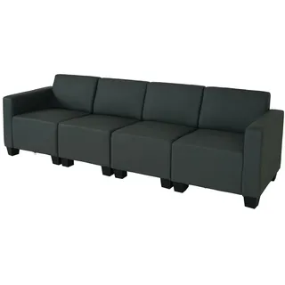 Mendler Modular 4-Sitzer Sofa Couch Lyon, Kunstleder ~ dunkelgrau