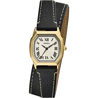 Fossil Quarzuhr FOSSIL "HARLOW", schwarz (schwarz, creme), Armbanduhren, Damen, Quarzuhr, Armbanduhr, Damenuhr, analog, Lederarmband zum Wickeln