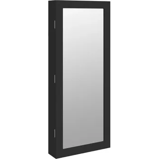 vidaXL Spiegel-Schmuckschrank mit LED-Beleuchtung Wandmontage Schwarz - Schwarz