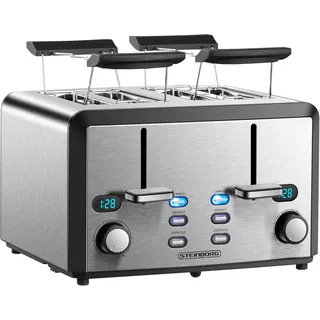 Steinborg XXL Toaster 4 Toastschlitze Toastautomat XXL Toaster 1600 Watt 2x Brötchenaufsatz