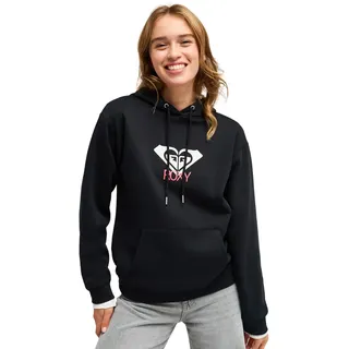 Hoodie ROXY "Surf Stoked Brushed Art", Damen, Gr. M, grau (anthrazit), Obermaterial: 60% Baumwolle, 40% Polyester., Sweatshirts Hoodie