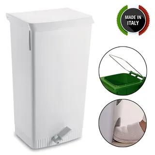 Mülleimer Bin Mit Pedal Groß Korb Der Abfälle Weiß + Tasche Inhaber 60 L