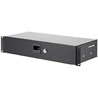 Adam Hall 87402 S 19" Rack Schublade 2 HE Stahl mit 200 mm Tiefe, Schwarz, 87402S