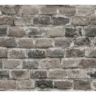 A.S. Création Vliestapete Ziegelsteinmauer Used Look 10 m x 0,64 m 1 St Braun/Grau 388143
