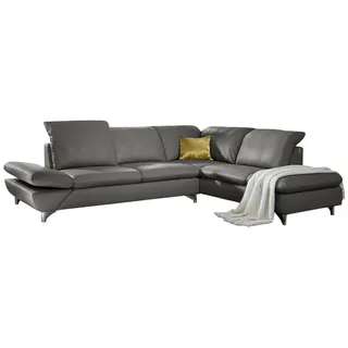 W.SCHILLIG Ecksofa »taoo, elegant und zeitlos, bequem, L-Form« mit Sitziefenverstellung & Kopfteilverstellung, grau