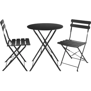 Runder Tisch mit Stühlen Rebecca Mobili Pequi 71x60x60 Stahl Schwarz Modern SET 3 stk - Schwarz