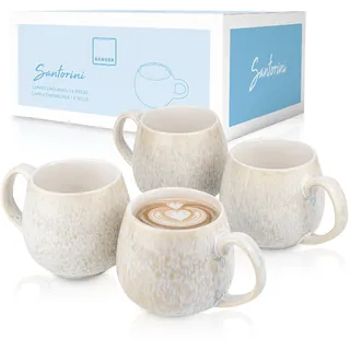 sänger Tassen Set Santorini 0,3 l Cremefarben mit Flieder Blauem Farbverlauf 4 St.