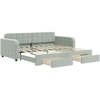 vidaXL Tagesbett Ausziehbar mit Schubladen Hellgrau 90x190 cm Samt - Grau