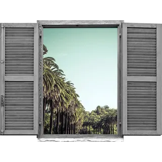queence Wandtattoo »Allee« Wandsticker, Wandbild, selbstklebend, 3D, Fenster, grün