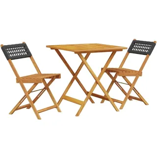 vidaXL 3-tlg. Bistro-Set Schwarz Poly Rattan und Massivholz - Schwarz