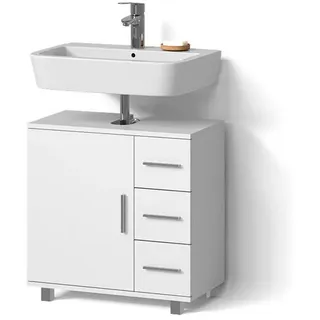 livinity Livinity® Waschbeckenunterschrank Eisak, 60 x 60 cm, Weiß - Weiß