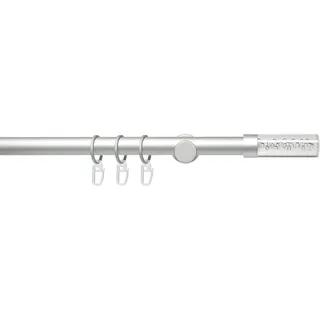 Gardinenstange LIEDECO "Fertigstilgarnitur 20 mm Power Zylinder Acryl" Gr. 1, grau (aluminiumfarben), L:120cm Ø:2mm, Eisen, Gardinenstangen, Gardinenstange, Gardinenstange Komplett