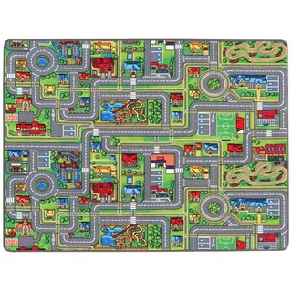 Primaflor Primaflor-Ideen in Textil Kinderteppich »STREETS, Made in Belgium« rechteckig 5 mm Höhe Straßen-Spiel-Teppich, Straßenbreite ca. 9 cm, Kinderzimmer, bunt,