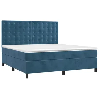 vidaXL Boxspringbett mit Matratze Dunkelblau 180x200 cm Samt - Blau