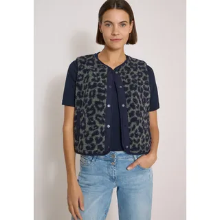 Fleeceweste CECIL, Damen, Gr. L (42), grün (dried olive grün), Plüsch, Obermaterial: 100% Polyester, normal kurz, Rundhals, Westen Fleeceweste, Teddy-Weste mit Softshelldetails und Leo-Muster