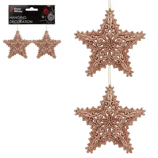 Rose Gold Glitzer Weihnachtsbaum Deko 2er Pack Sterne Zum Aufhängen