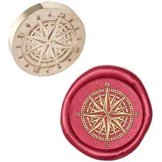 PandaHall Compass Wax Seal Stamp, Versiegelung Wachs Briefmarken Messing Kopf Retro Stempel Kit Für Briefumschlag Party Einladung Weinpakete Geburtstag Verschönerung Geschenk Dekoration