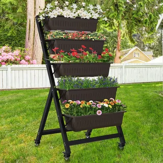 G TALECO GEAR Vertikaler Garten Pflanzgefäß, Vertikaler Hochbeet Pflanzkasten mit 4 Containerkästen, Züchten Sie Ihr Kräuter, Gemüse, Blumen, drinnen und draußen (5 Ebenen)