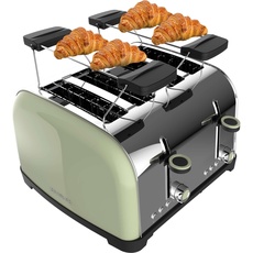 Bild Vertikaler Toaster Toastin' time 1700 Double Green, 1700W, Doppelter kurzer und breiter Schlitz 3,8 cm, Obere Stäbe, Edelstahl, Automatische Abschaltung und Pop-up-Funktion, Krümelablage